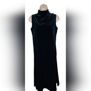 Chico's Black Velvet Sleeveless Mock Neck Midi Dress